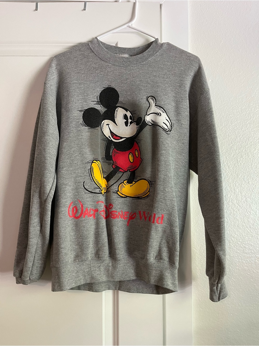 Disney Gray Crewneck Sweater with Mickey Mouse Graphic